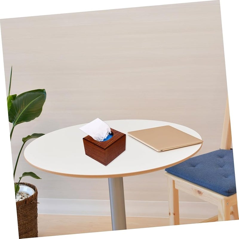 Wooden Tissue Box Holder Rustic Modern Fluted Tray Rectangular Storage Brown - Image 4